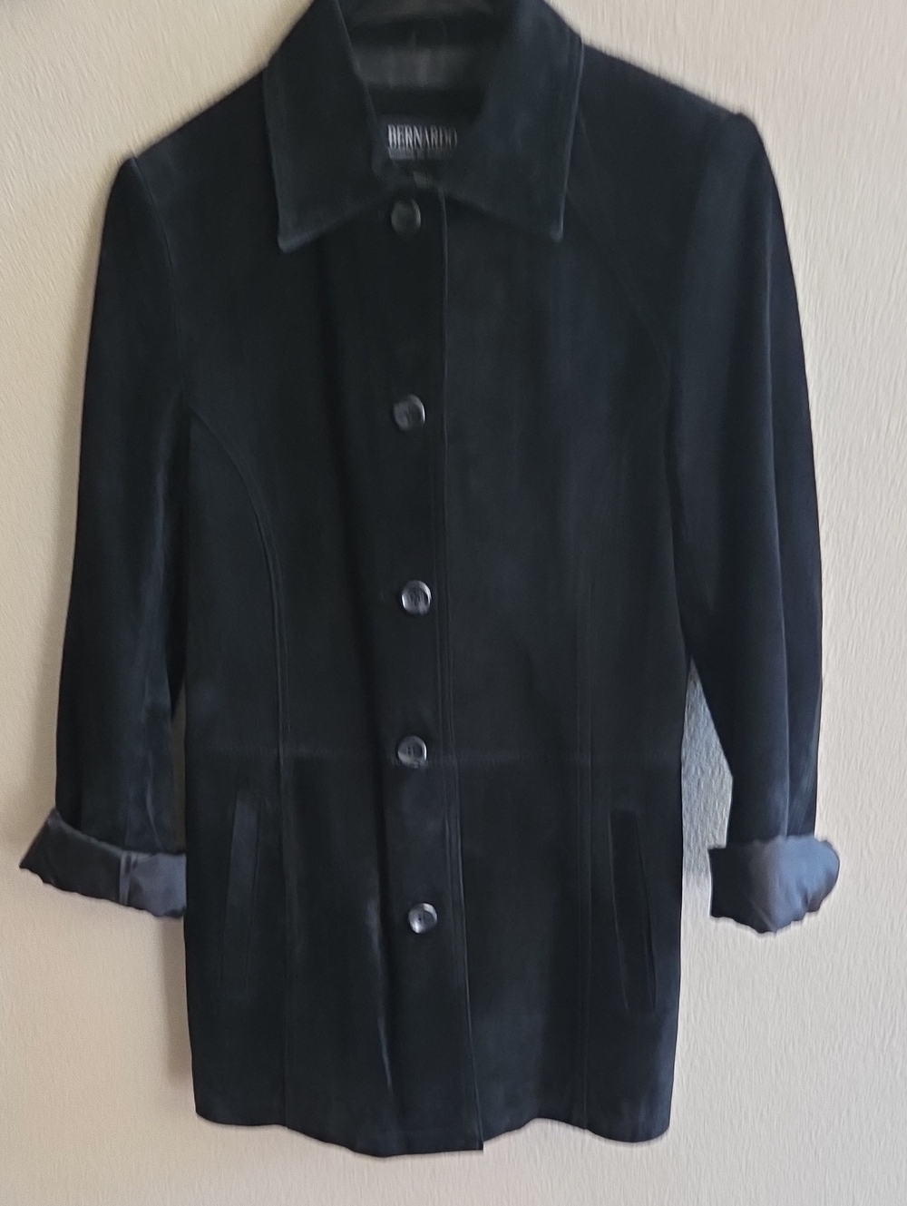 Bernardo Black Suede Button-Front Jacket Womens Size XS